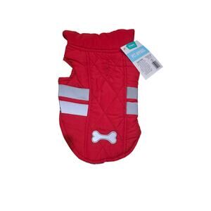 Frisco Reflective Pet Dog Coat XS Red Gray 12" Length Jacket Animal Clothing NEW